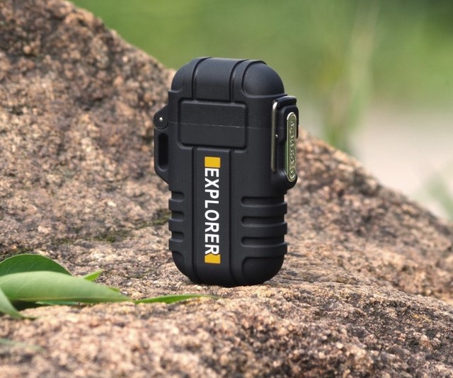 Electronic Waterproof and Windproof Lighter - Black